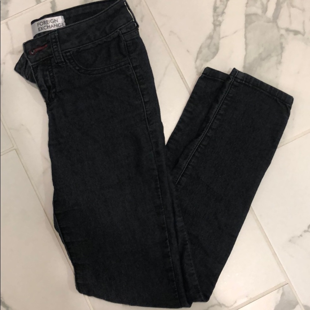 Foreign Exchange dark grayish blue skinny jeans